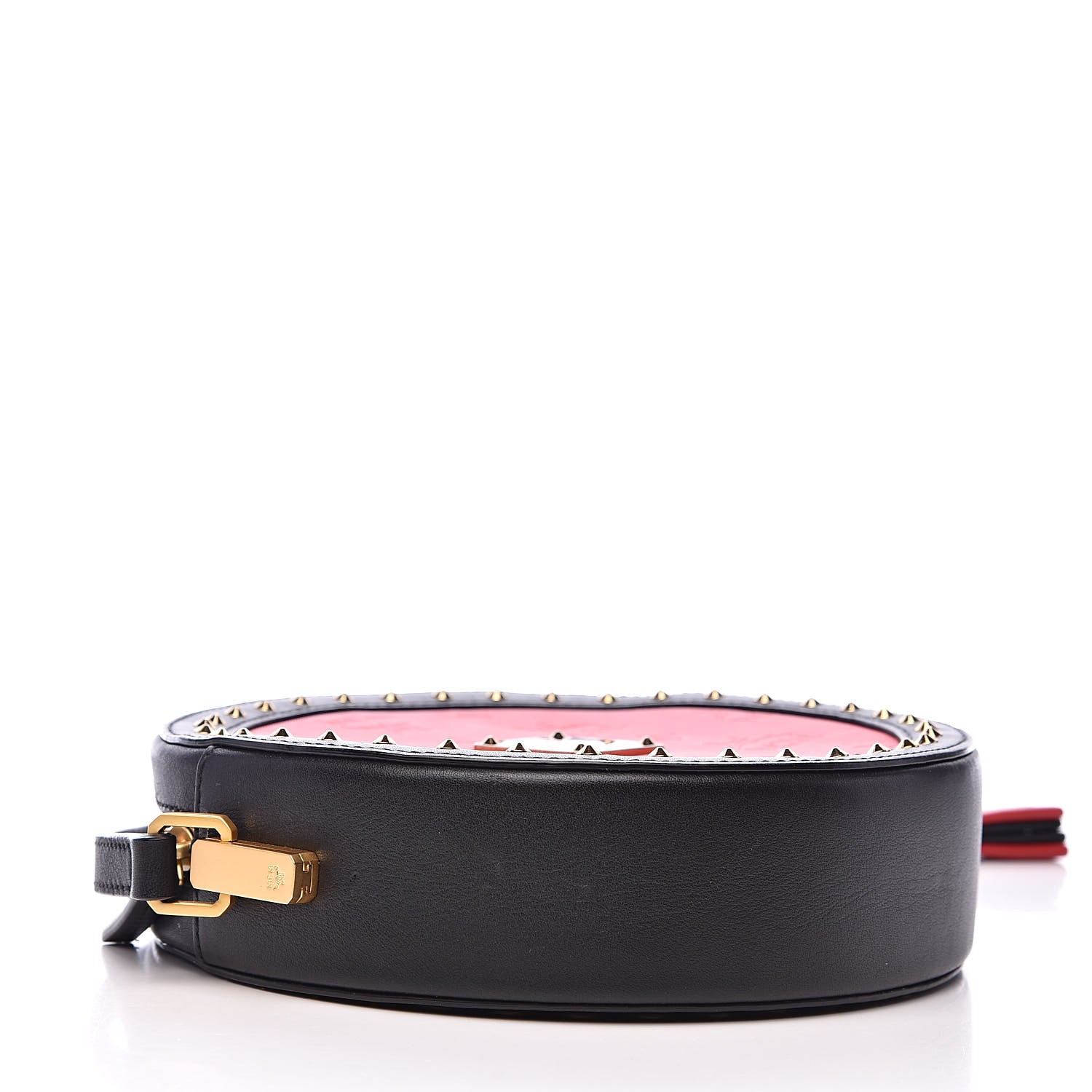MCM Calfskin Studded Round Crossbody Black Red 4 of 8