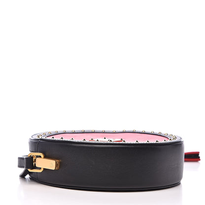 MCM Calfskin Studded Round Crossbody Black Red 4 of 8