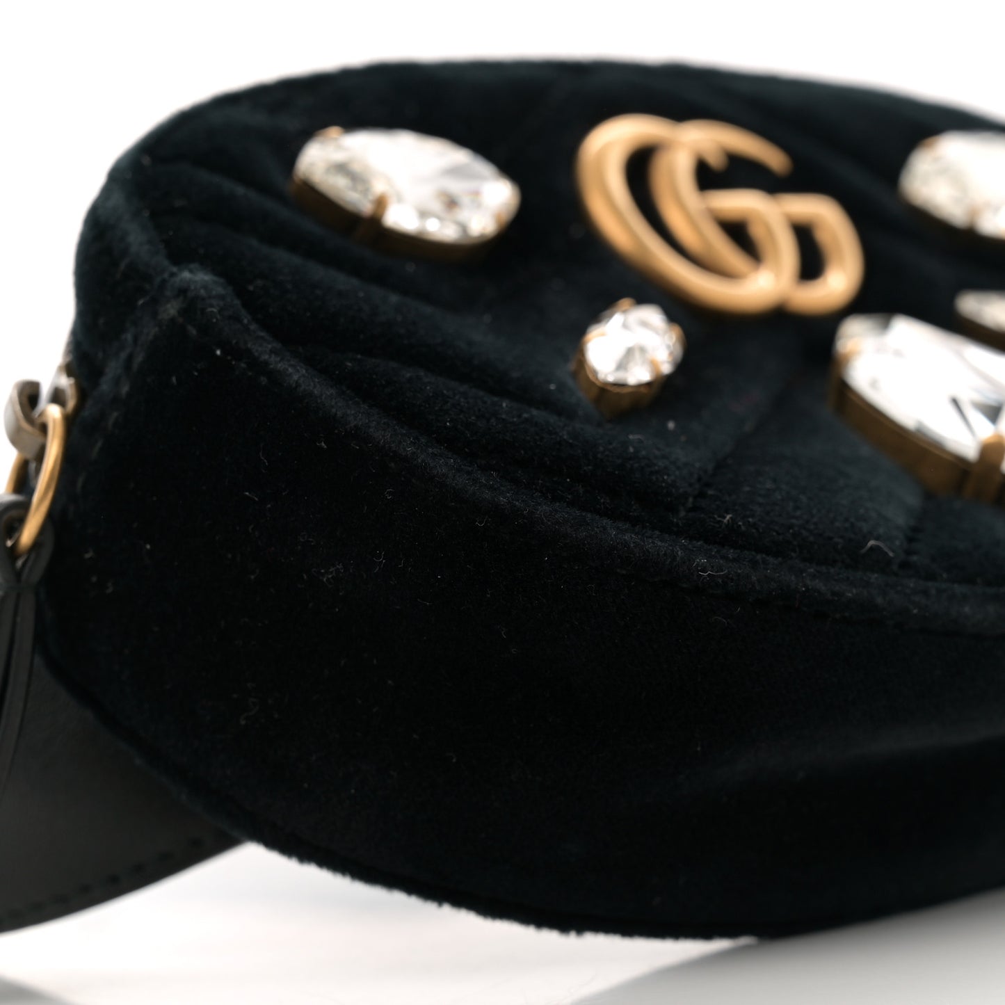 Velvet Matelasse Marquise Crystals GG Marmont Belt Bag 85 34 Black