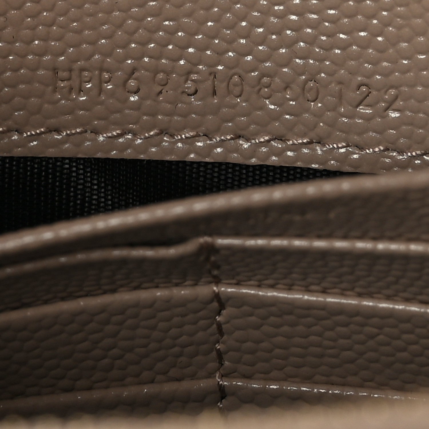 Saint Laurent Grain De Poudre Matelasse Chevron Monogram Envelope Chain Wallet Dark Beige 7 of 9