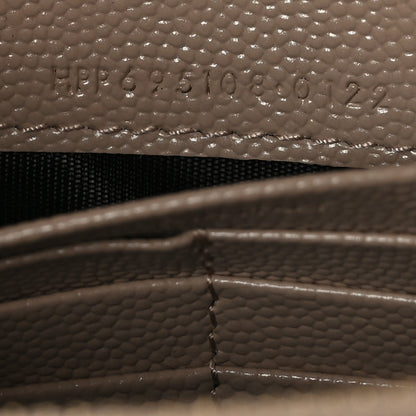 Saint Laurent Grain De Poudre Matelasse Chevron Monogram Envelope Chain Wallet Dark Beige 7 of 9