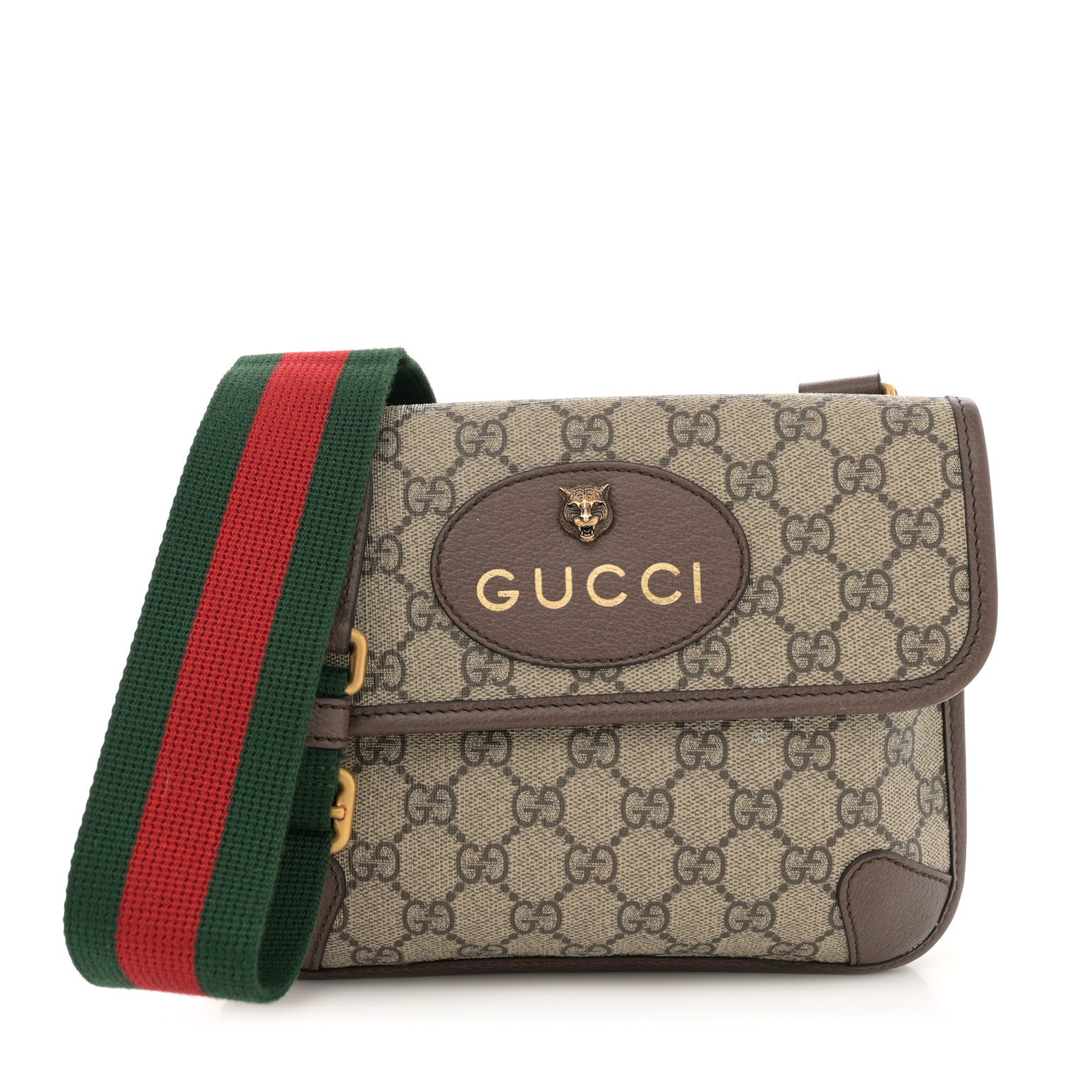 Gucci GG Supreme Monogram Web Small Neo Vintage Double Flap Messenger Bag Beige New Acero 1 of 13
