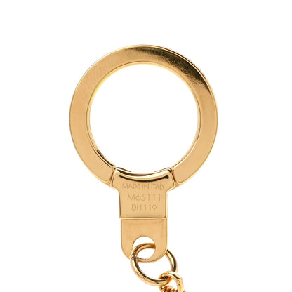 Louis Vuitton Brass Enamel Fleur De Monogram Bag Charm Chain Gold 3 of 3