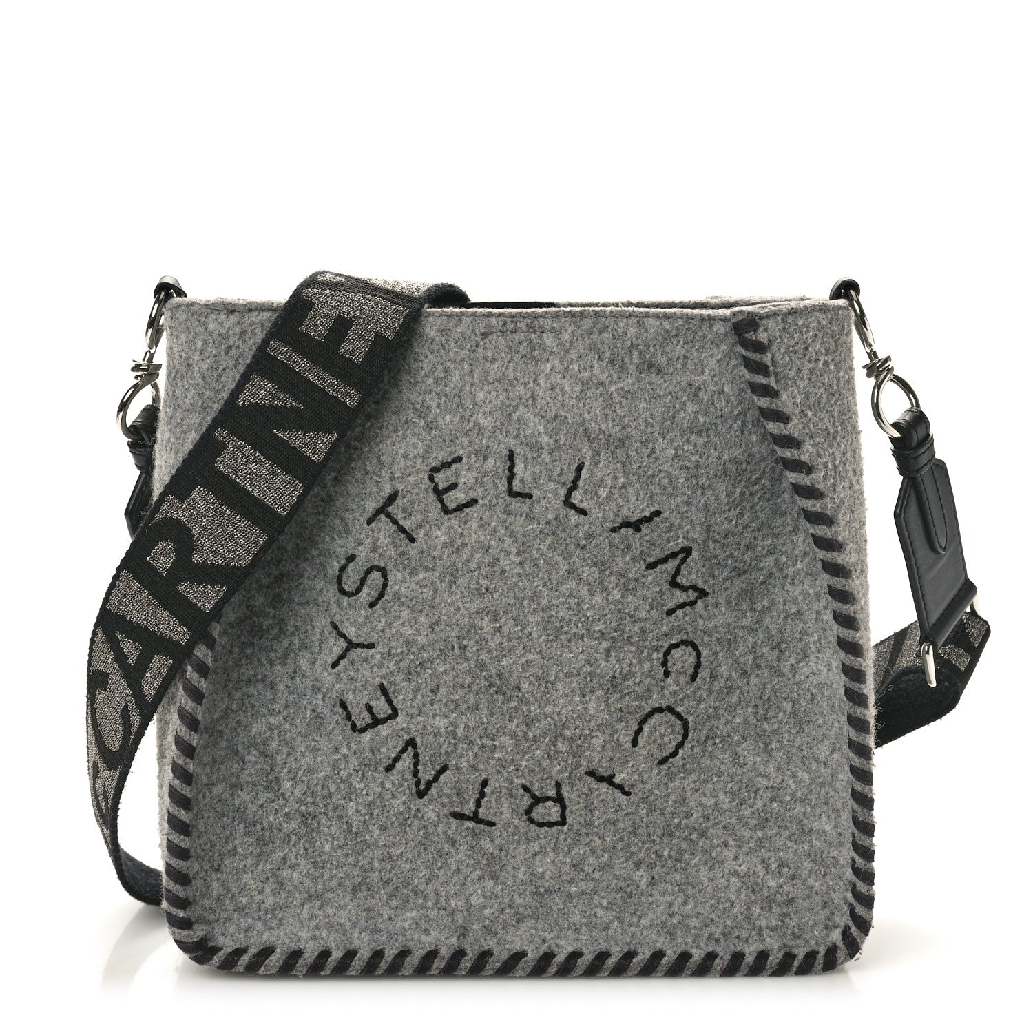Stella McCartney Eco Felt Mini Logo Crossbody Smoke Slate 1 of 10
