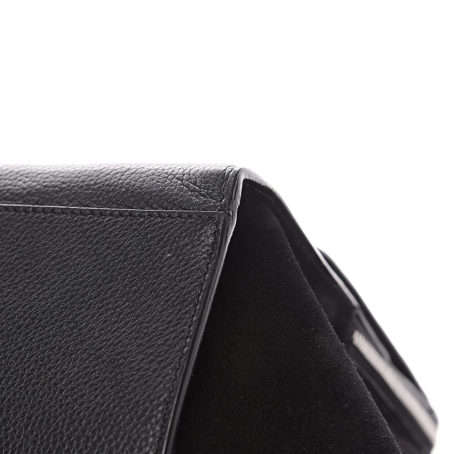 Drummed Calfskin Suede Double Zip Trapeze Black