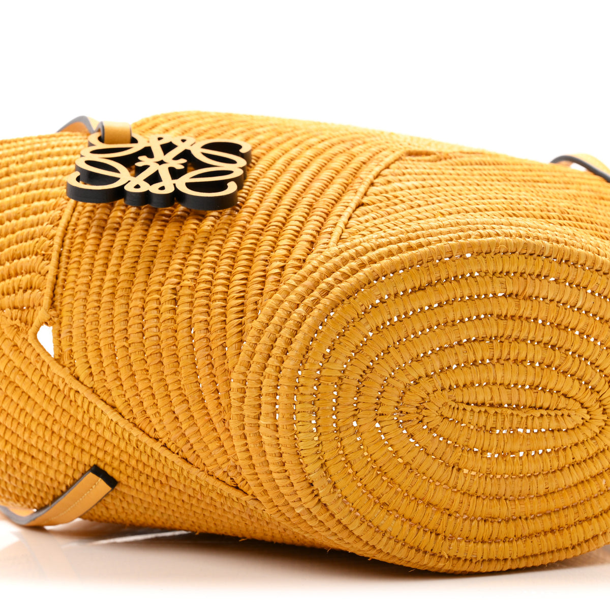 Calfskin Raffia Paulas Ibiza Petal Basket Tote Bag Ochre