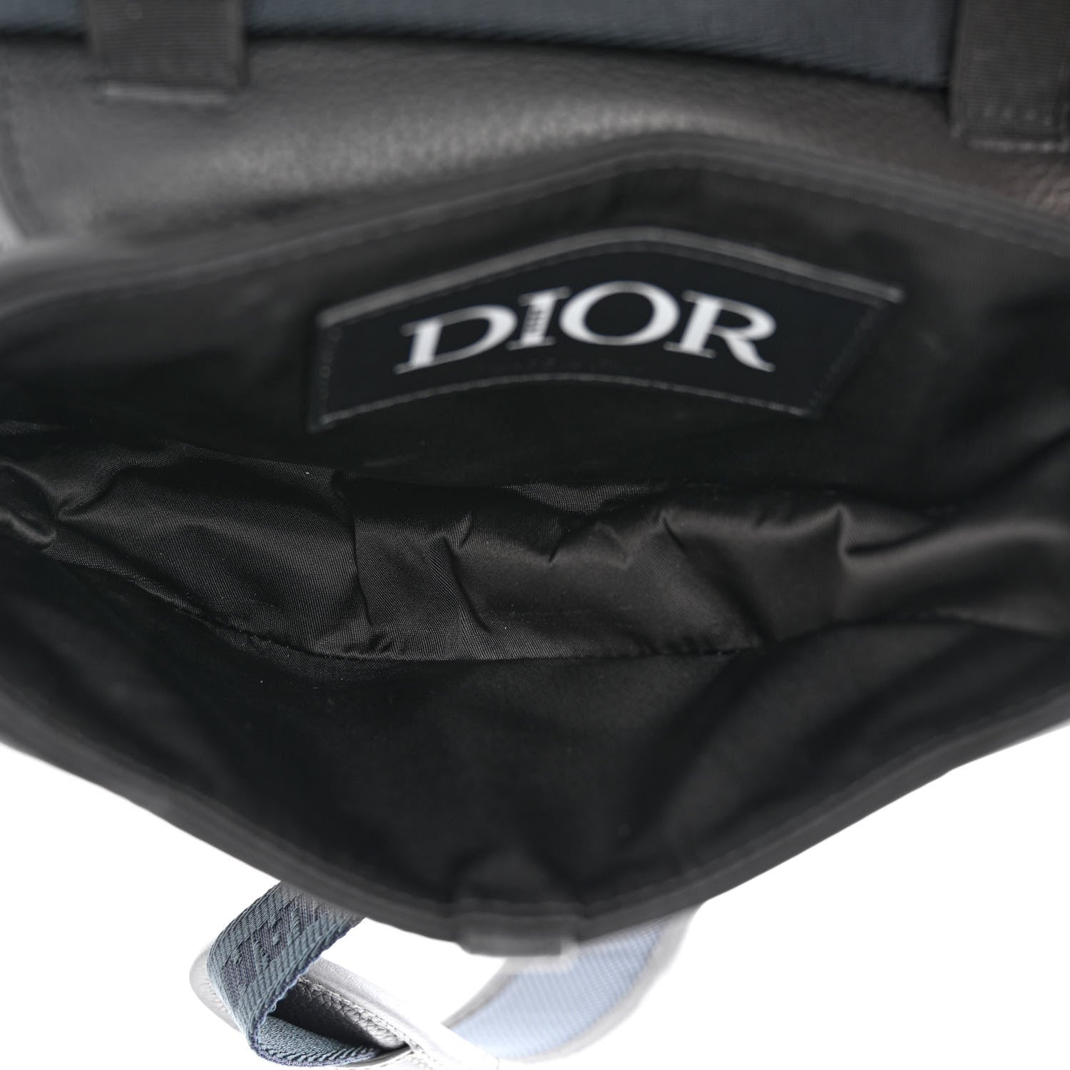 Christian Dior X SACAI Grained Calfskin Technical Fabric Mens Saddle Bag Black 5 of 10