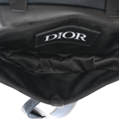 Christian Dior X SACAI Grained Calfskin Technical Fabric Mens Saddle Bag Black 5 of 10
