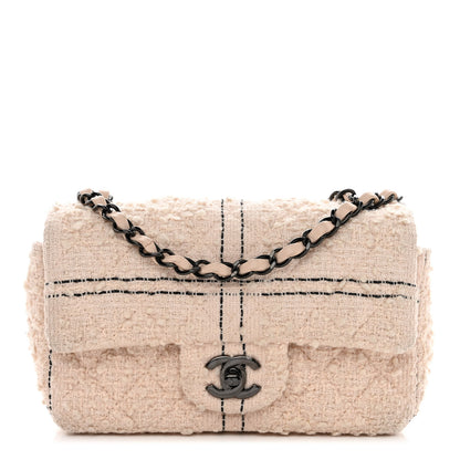 Chanel Tweed Quilted Mini Rectangular Flap Light Pink Black 1 of 12
