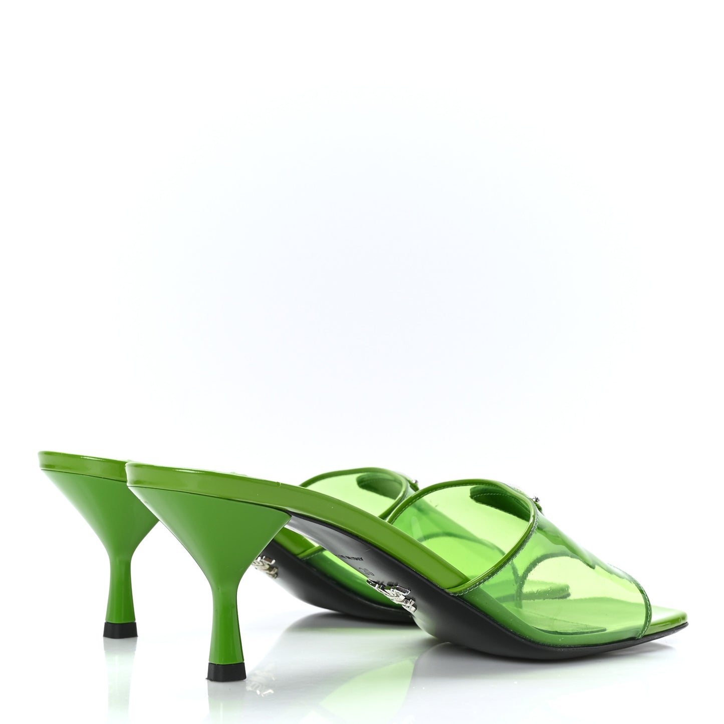 Plexiglass Vernice Metal Triangle Logo 65mm Slide Sandals 38 Mela