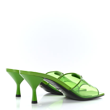 Prada Plexiglass Vernice Metal Triangle Logo 65mm Slide Sandals 38 Mela 4 of 7