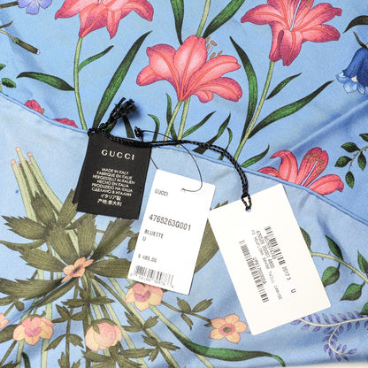Gucci Silk Twill New Flora Square Scarf Bluette 3 of 3
