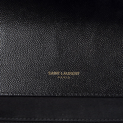 Saint Laurent Grain De Poudre Textured Mixed Matelasse Large Triquilt Monogram Satchel Black 9 of 12
