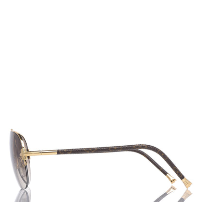 Louis Vuitton Monogram Petite Viola Pilote Aviator Sunglasses Z0571U Brown 3 of 7