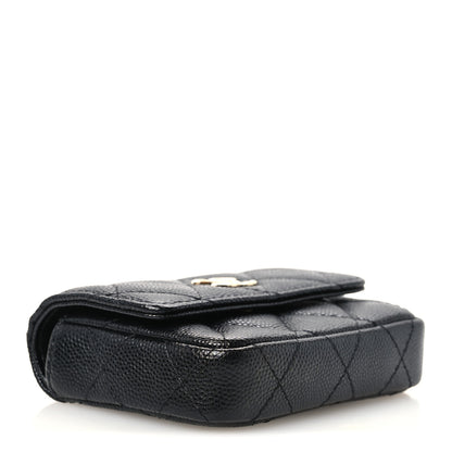 Chanel Caviar Quilted Mini Pearl On Top Coin Purse With Chain Black 3 of 11