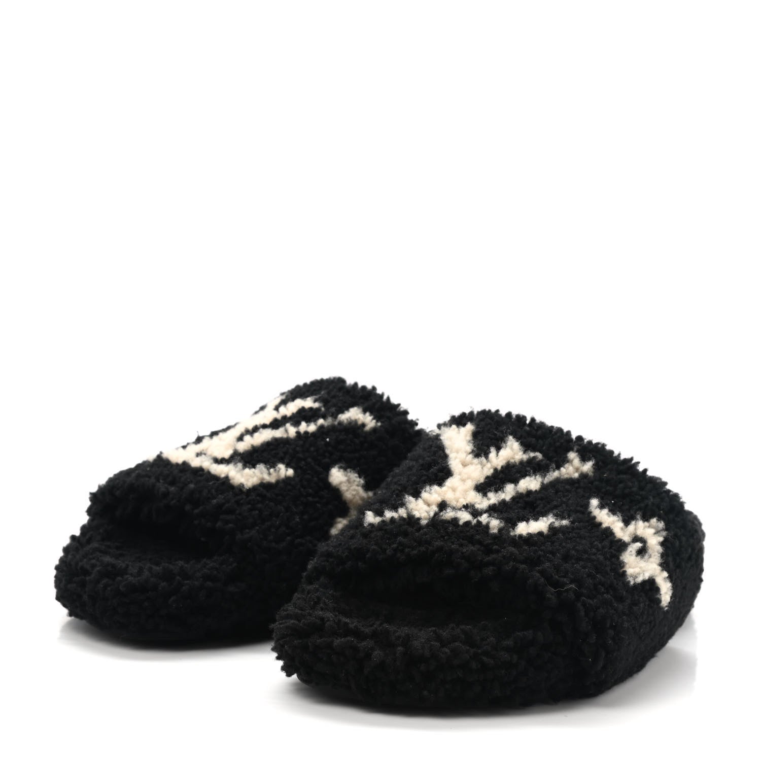 Louis Vuitton Shearling Monogram Giant Paseo Flat Comfort Mule 38.5 Black 3 of 8