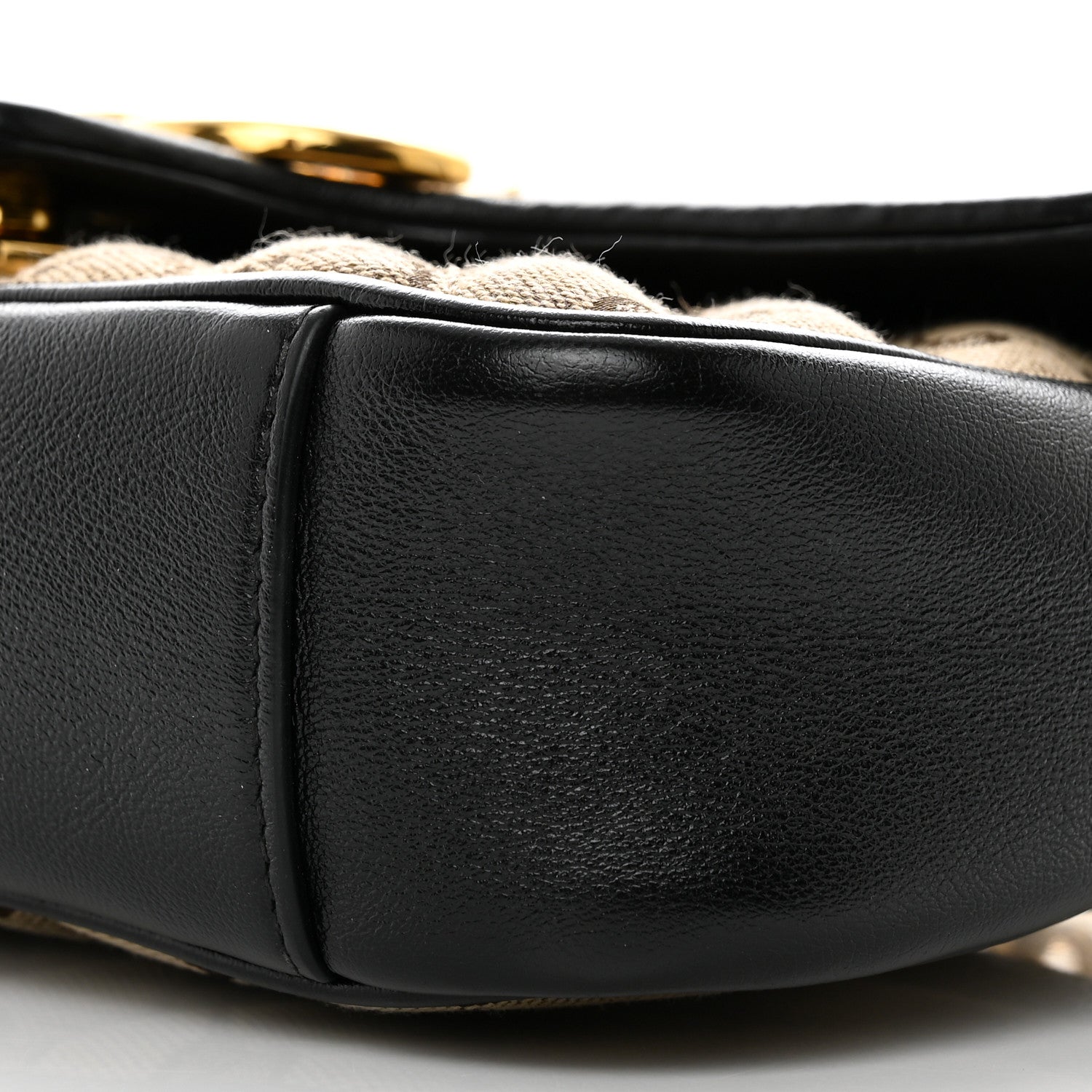 Gucci Monogram Matelasse Diagonal Mini GG Marmont Shoulder Bag Beige Black 12 of 13
