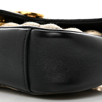 Gucci Monogram Matelasse Diagonal Mini GG Marmont Shoulder Bag Beige Black 12 of 13