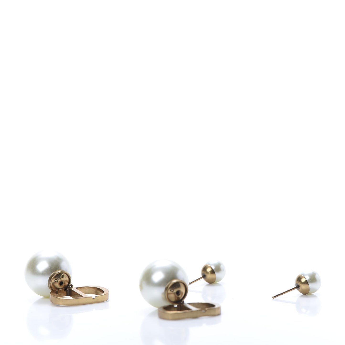 Pearl Logo Drop Earrings Gold