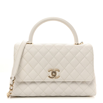 Chanel Caviar Quilted Small Coco Handle Flap White 1 of 10