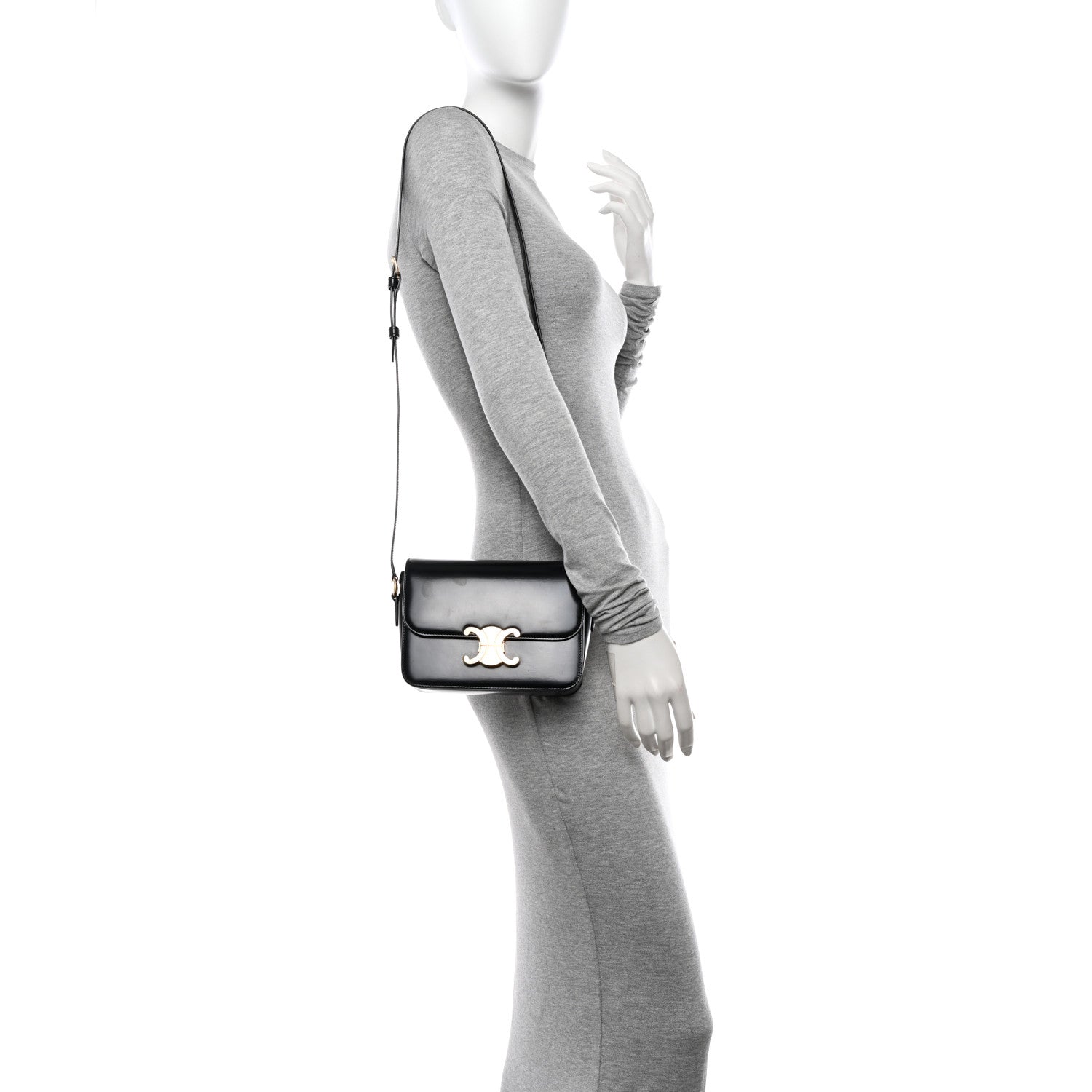 Celine Shiny Calfskin Small Triomphe Black 3 of 10