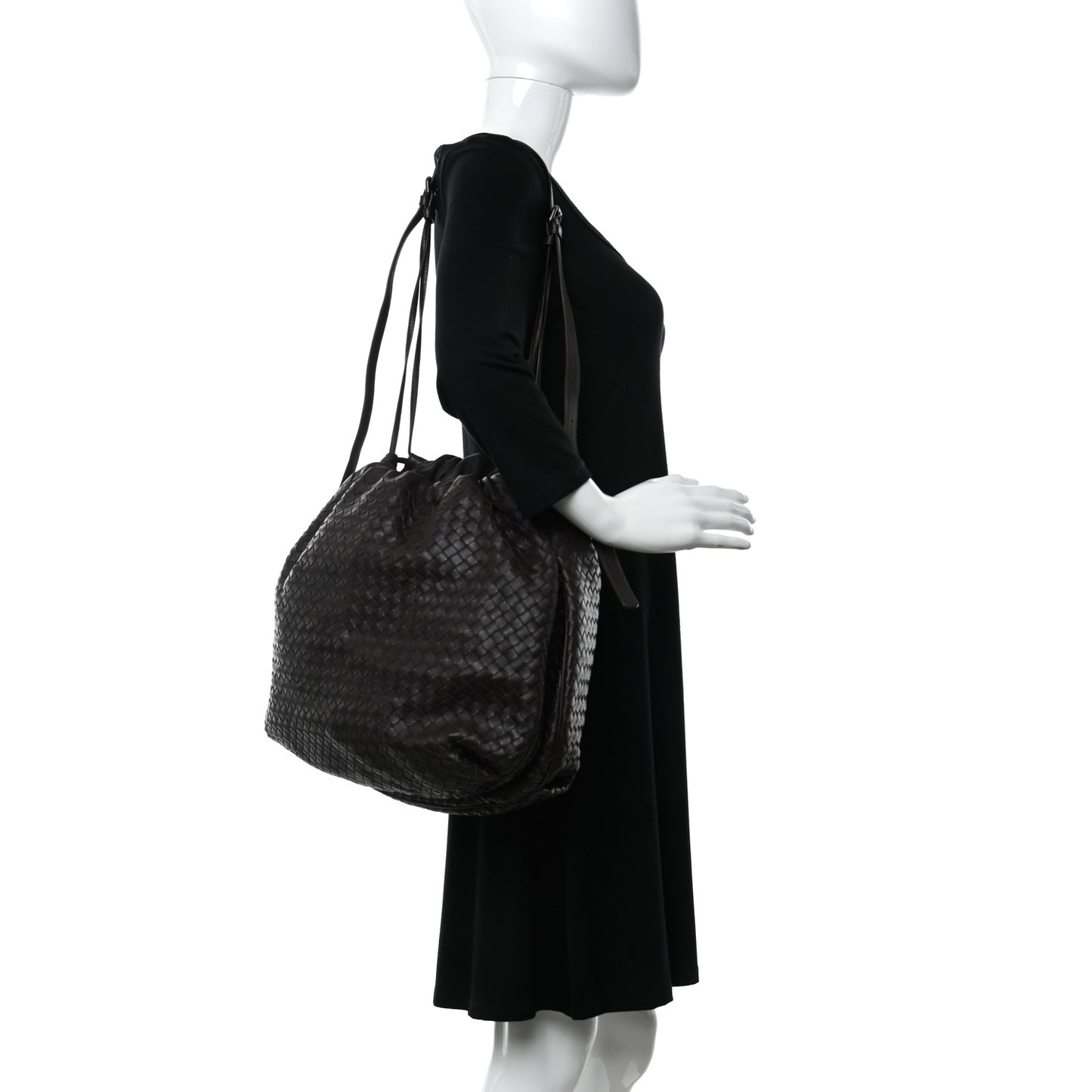 Nappa Intrecciato Drawstring Tote Ebano