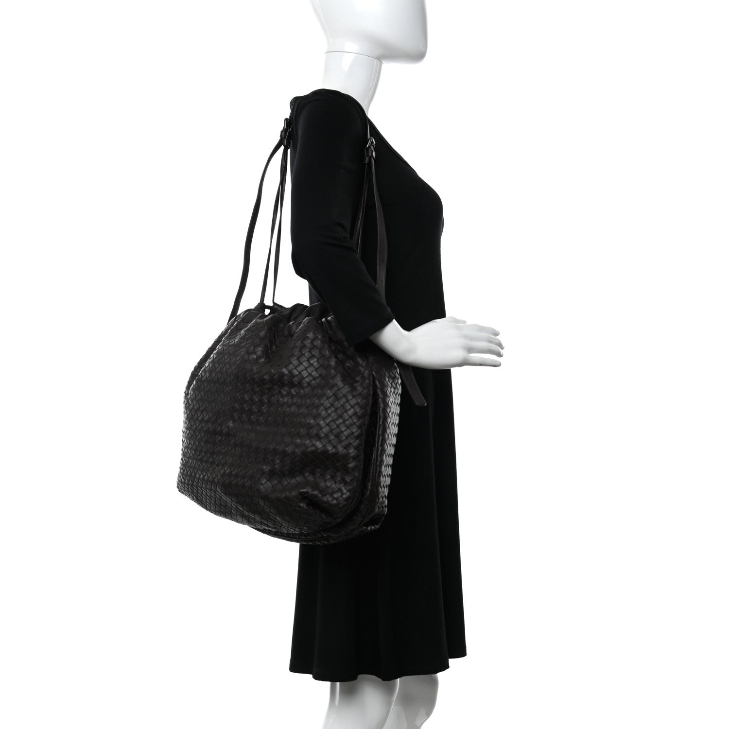 Bottega Veneta Nappa Intrecciato Drawstring Tote Ebano 2 of 9