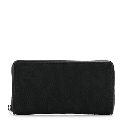 Gucci Canvas Monogram Jumbo GG Textured Dollar Calfskin Continental Wallet Black 1 of 8