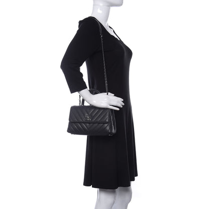 Chanel Caviar Chevron Quilted Mini Coco Handle Flap Dark Grey 2 of 11