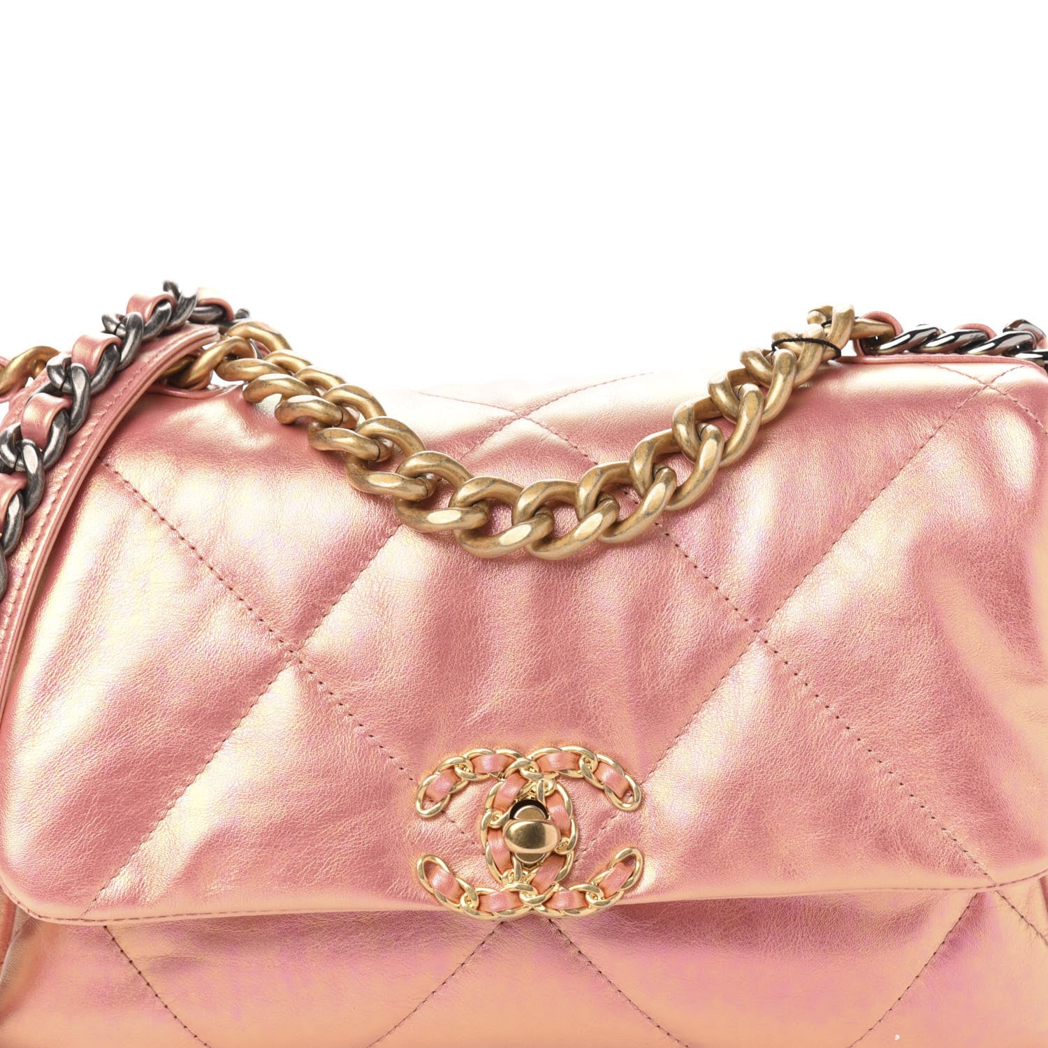 Chanel Iridescent Calfskin Quilted Medium 19 Flap Pink 10 of 10