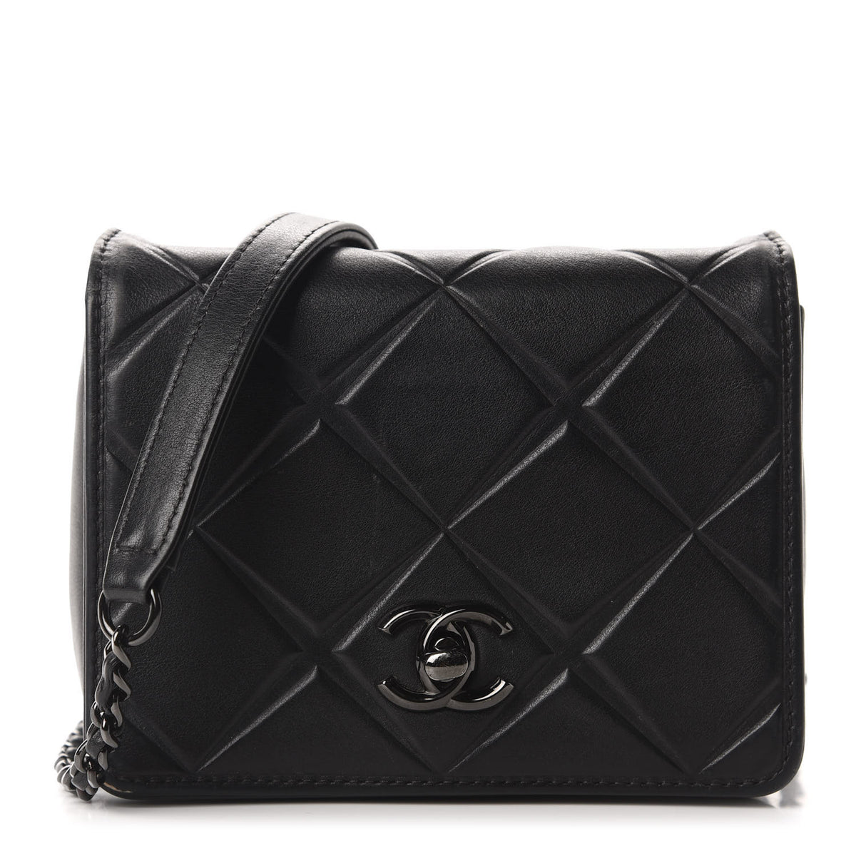 Calfskin Mini Propeller Flap Black