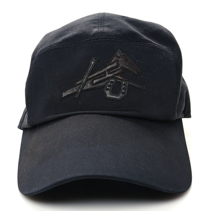 Hermes Stretch Cotton Lambskin Nevada Puzzle Equestre Hat 58 Black 2 of 7