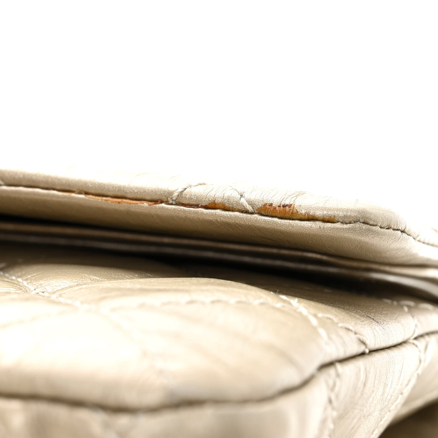 Metallic Aged Calfskin Quilted 2.55 Reissue 227 Flap Pale Gold