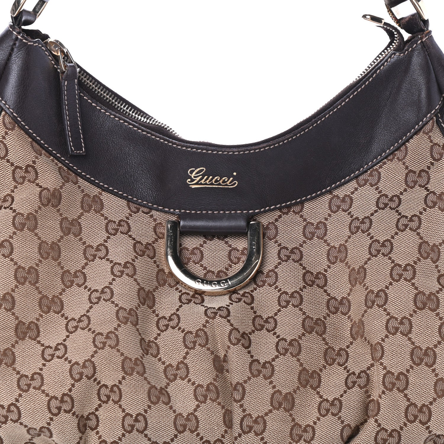 Gucci Monogram Large D Gold Hobo Dark Brown 7 of 17