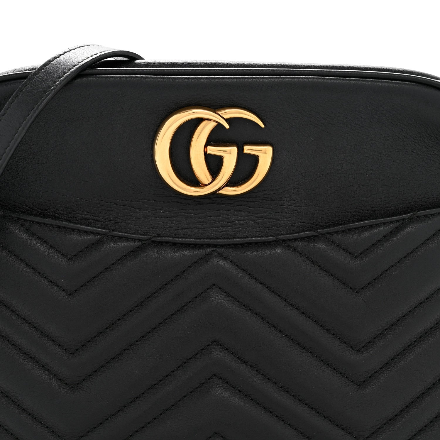 Gucci Calfskin Matelasse Medium GG Marmont Chain Shoulder Bag Black 8 of 14