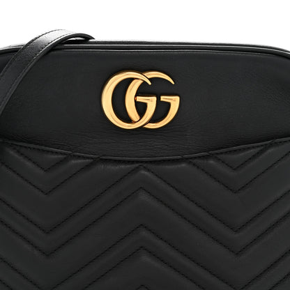 Gucci Calfskin Matelasse Medium GG Marmont Chain Shoulder Bag Black 8 of 14