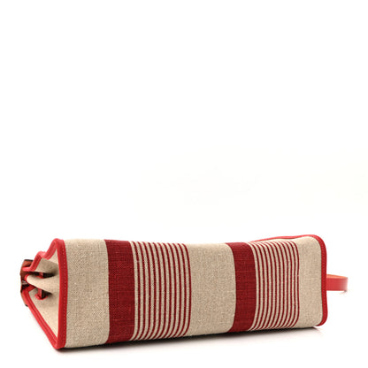 Hermes Vache Hunter Toile H Vibration Herbag Zip 31 PM Bordeaux Ficelle Rouge Piment 5 of 11