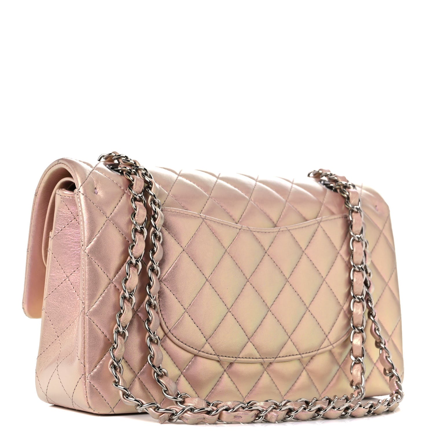 Chanel Iridescent Calfskin Quilted Medium Double Flap Pink 3 of 13