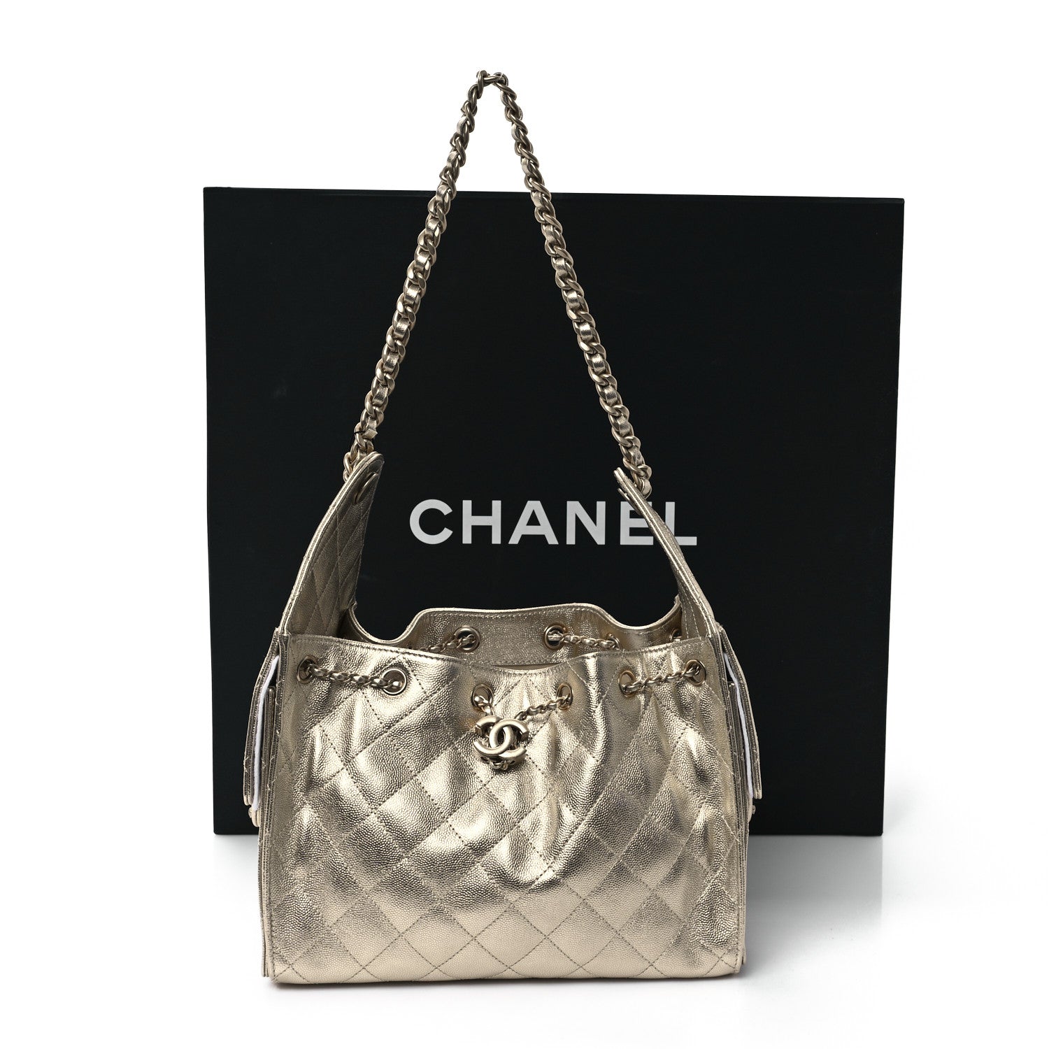 Chanel Metallic Caviar Quilted Small Chanel 25 Handbag Gold 11 of 11