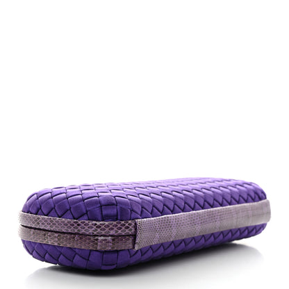 Bottega Veneta Satin Intreccio Impero Ayers Stretch Knot Clutch Purple 4 of 6