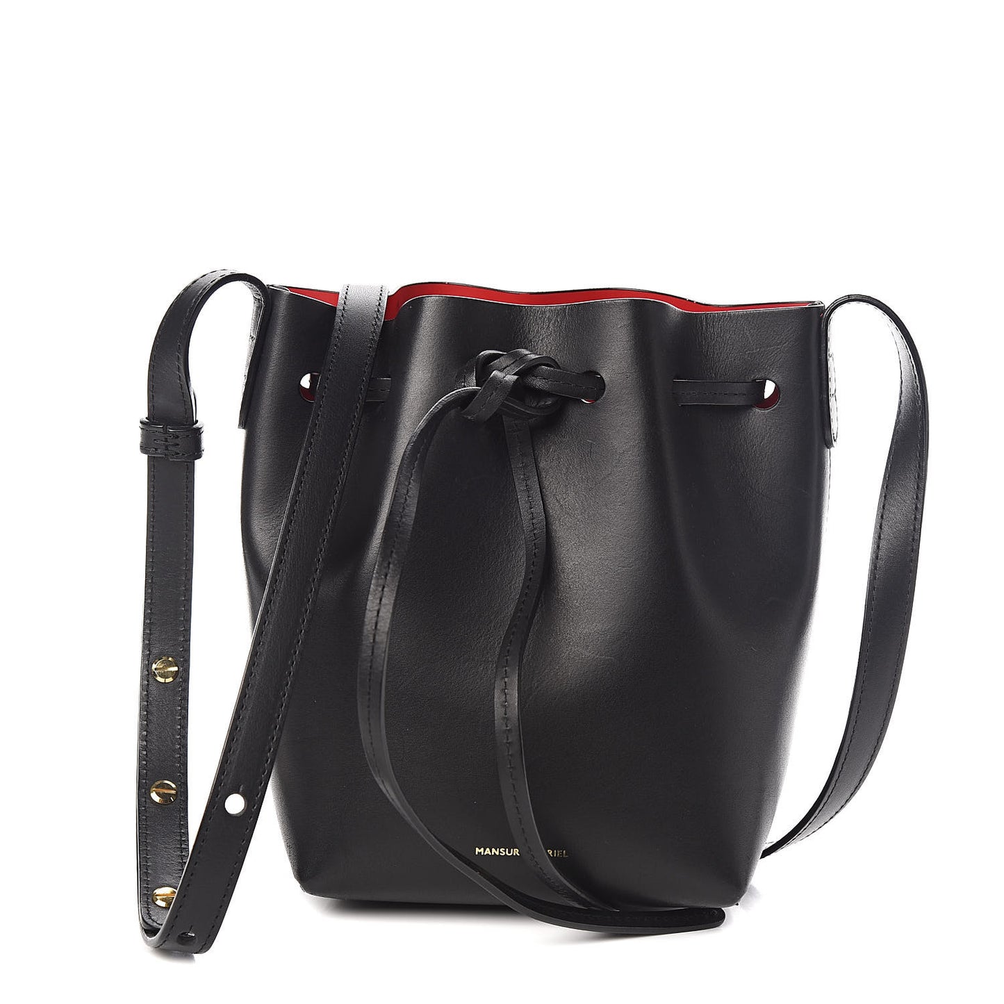 Vegetable Tanned Calfskin Mini Mini Bucket Bag Black Flamma