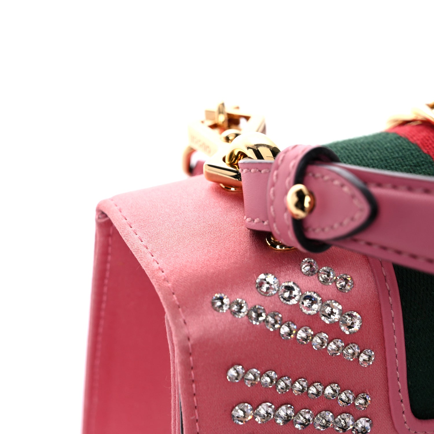 Gucci Satin Crystal Mini Sylvie Top Handle Bag Peony 18 of 20