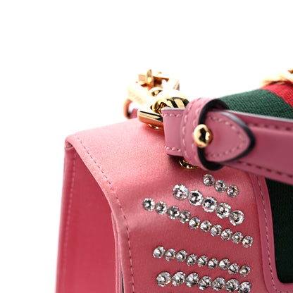 Gucci Satin Crystal Mini Sylvie Top Handle Bag Peony 18 of 20