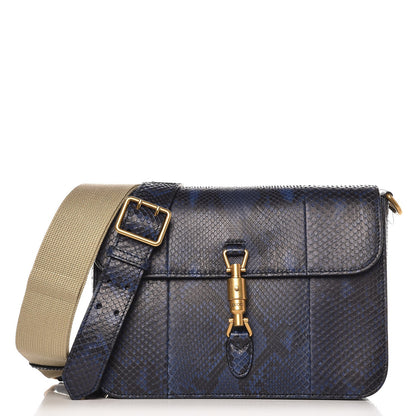 Gucci Soft Python Small Jackie Shoulder Bag Blue 1 of 8