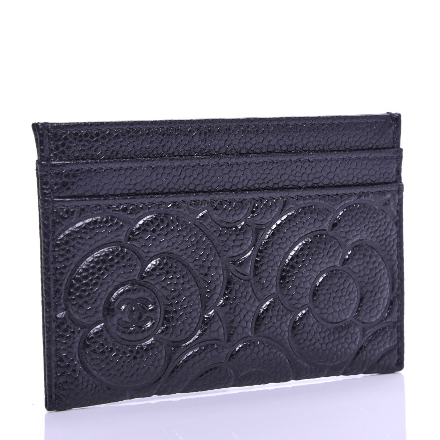 Chanel Caviar Camellia Embossed Card Holder Black 3 of 8