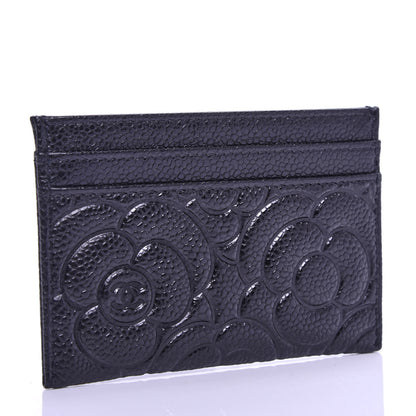 Chanel Caviar Camellia Embossed Card Holder Black 3 of 8