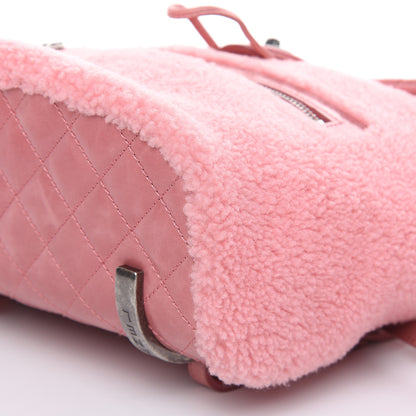 Chanel Glazed Calfskin Shearling Quilted Small Mountain Backpack Pink 9 of 13