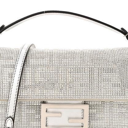 Fendi Crystal Vitello Laminato FF Mini Baguette Crystal Argento 8 of 13