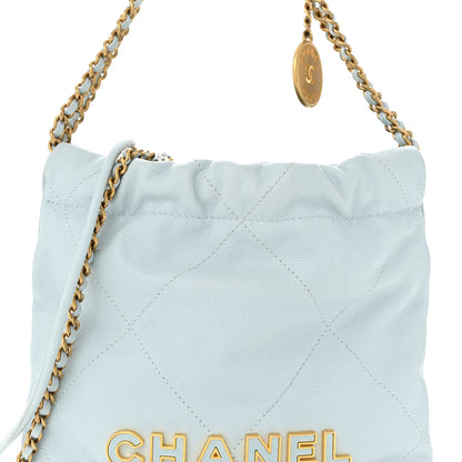 Chanel Shiny Caviar Quilted Mini Chanel 22 Light Blue 8 of 12