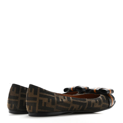 Fendi Zucca Ballerina Bow Flat 39.5 Tobacco Black 4 of 9
